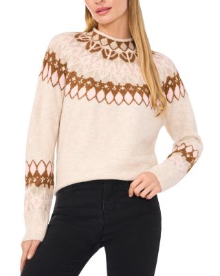 CeCe Fair Isle Funnel Neck Sweater