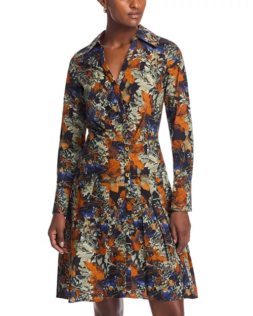 laney long sleeve pleated dress