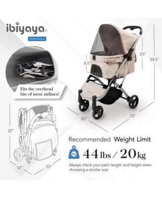 ibiyaya Evolution Speedy Fold Pet Buggy, Best Foldable Dog-Cat Pet Stroller, 4-Wheel Medium Dog Buggy