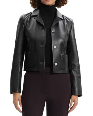 ジャケット・アウター theory 19AW IDEAL LEATHER CROP CREW JKT Theory Official Site | Cropped Piazza Jacket in Leather