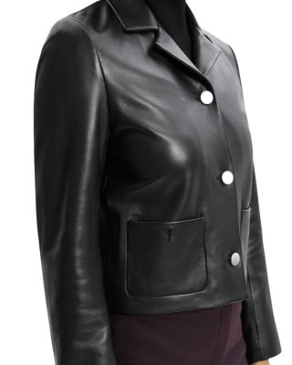 Theory Leather Boxy Cropped Jacket | Bloomingdale's