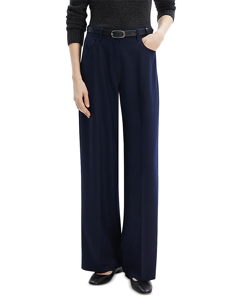 THEORY WOOL FIVE POCKET STRAIGHT LEG PANTS