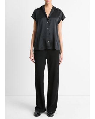 Silk Cap Sleeve Ruched Back Shirt 