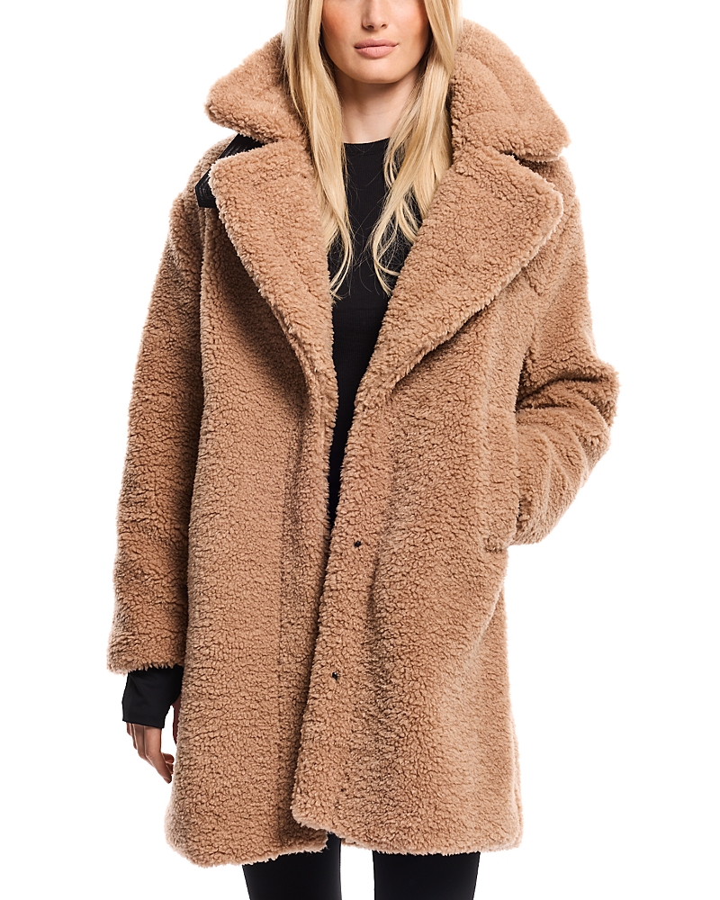 Sam Sherpa Mid Length Coat In Camel