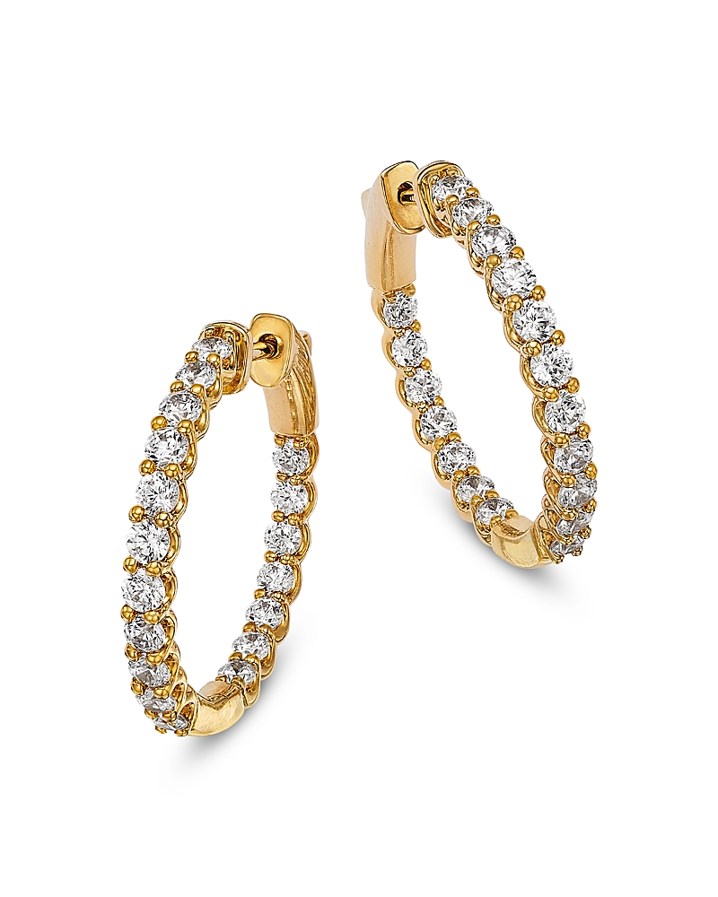 Bloomingdale's Fine Collection Diamond Inside Out Round Hoop Earrings In 14k Yellow Gold, 1.75 Ct. T. W. In Gold