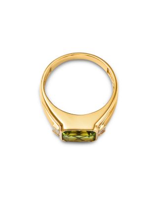 Peridot & Diamond Men's Ring in 14K Yellow Gold