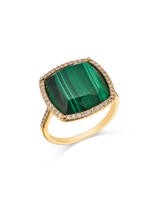 Bloomingdale's Fine Collection - Malachite & Diamond Halo Ring in 14K Yellow Gold