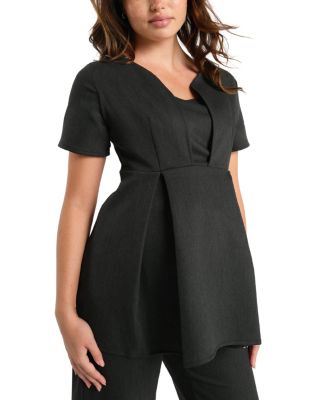 Women's Maternity & Nursing Short Sleeve Empire Waist Top in Italian Stretch Suiting Fabric (Regular & Petite)