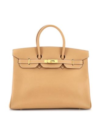 Pre-Owned Hermes Birkin 35 Handbag Brown Veau Grain Lisse with Gold Hardware