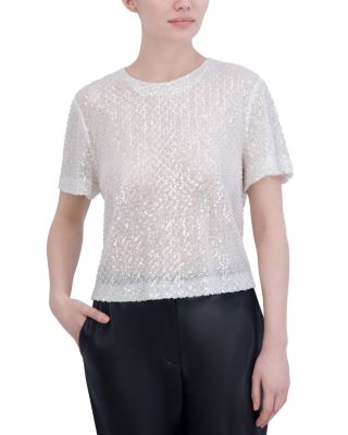 BCBGMAXAZRIA - Sheer Embellished Blouse