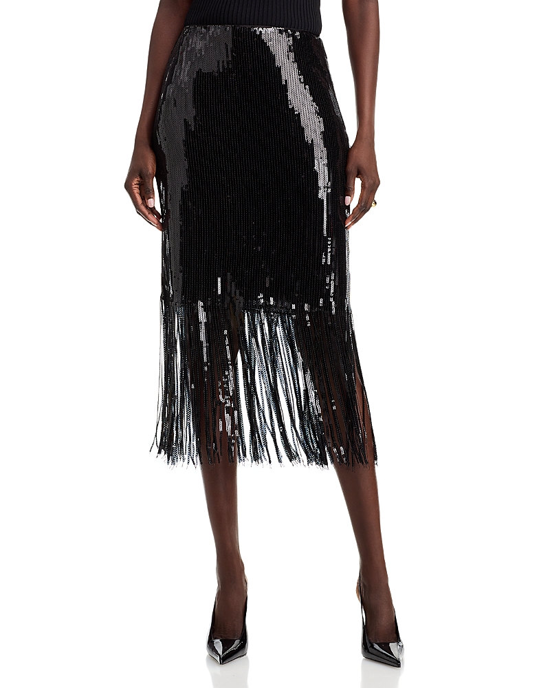 AQUA SEQUINED FRINGE SKIRT - EXCLUSIVE