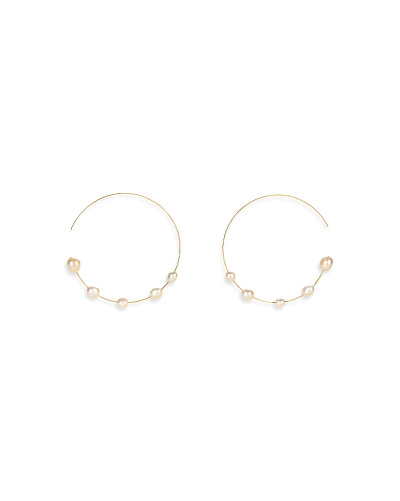 Shop Cult Gaia Nubia Baroque Cultured Freshwater Pearl Hoop Earrings In Gold Tone In White/gold