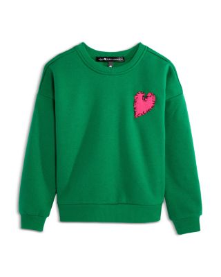 AQUA - Girls' Heart Patch Crewneck Sweatshirt, Little Kid, Big Kid - Exclusive