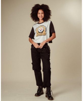 Women's NFL Pittsburgh Steelers Color Block Crop Tee