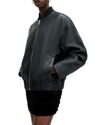 Yara Lea Leather Bomber Jacket