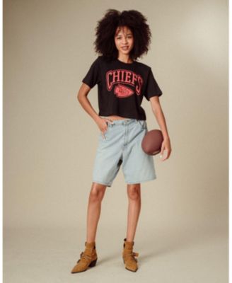 Women's NFL Kansas City Chiefs Blitz Mock Neck Crop Tee
