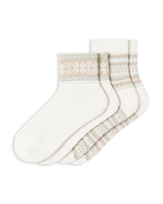 Hue Festive Fair Isle Mini Crew Duo Socks, Pack of 2