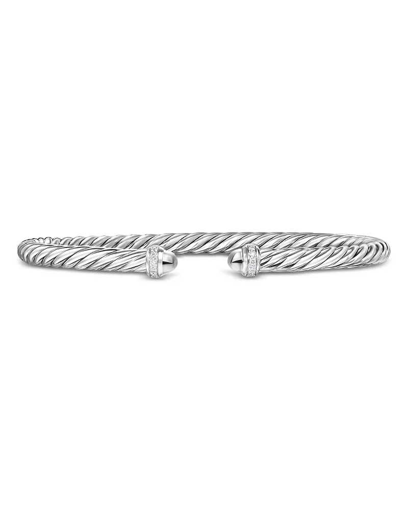 David Yurman Cablespira Flex Bracelet in Sterling Silver with Diamonds, 4mm