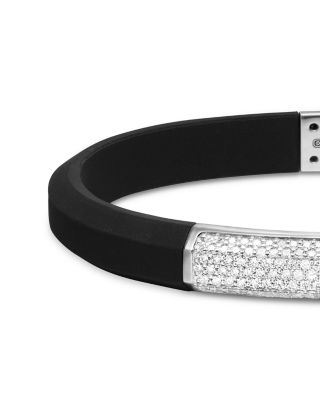 Men's Streamline&reg; Black Rubber Bracelet with Sterling Silver and Diamonds, 8mm