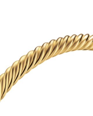 Men's Cable Cuff Bracelet in 18K Yellow Gold, 6mm