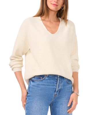 VINCE CAMUTO - V Neck Allover Sequin Sweater