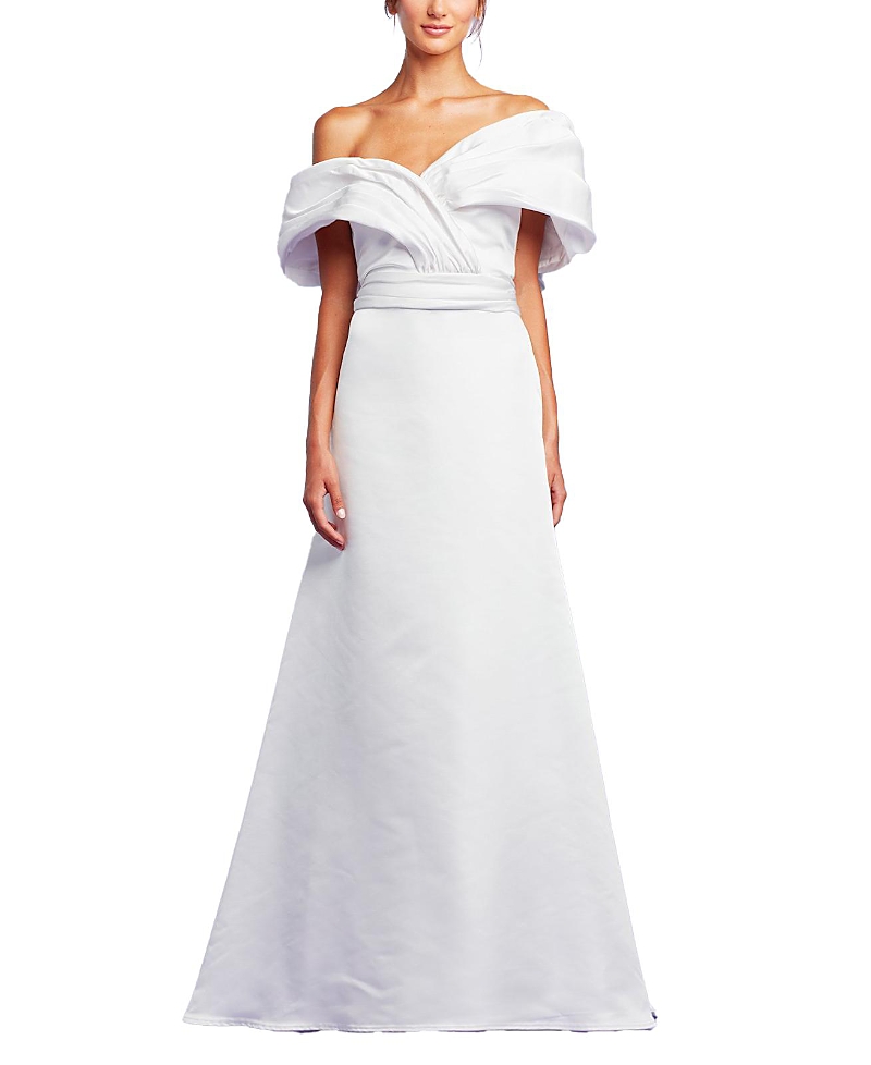 Tadashi Shoji Tenley Satin Jacquard Gown In Ivory