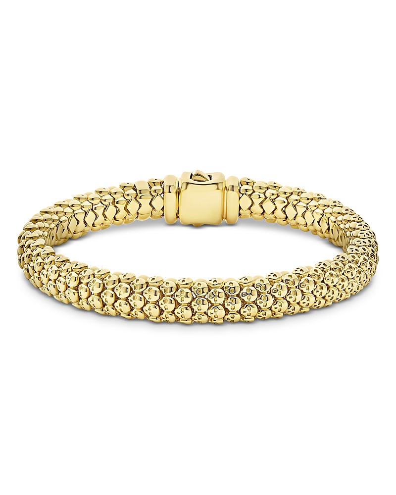 Lagos 18k Yellow Gold Caviar Skull Bracelet In Gold