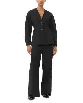 Black Fitted Drapey Melange Blazer