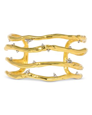 Alexis Bittar - Brut Pav&eacute; Multi Row Sculptural Cuff Bracelet in 14K Gold Plated