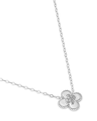 Bloomingdale&#39;s Fine Collection Diamond Clover Pendant Necklace 