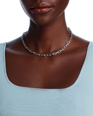 Sterling Silver Polished Open Link Silver Chain Necklace, 16"