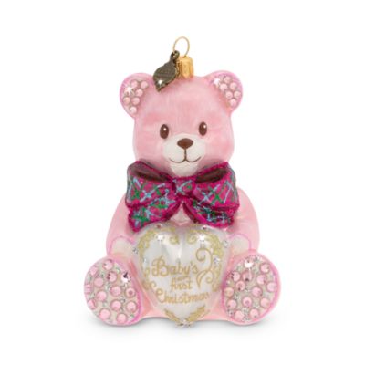 Baby&#39;s First Christmas Teddy Glass Ornament