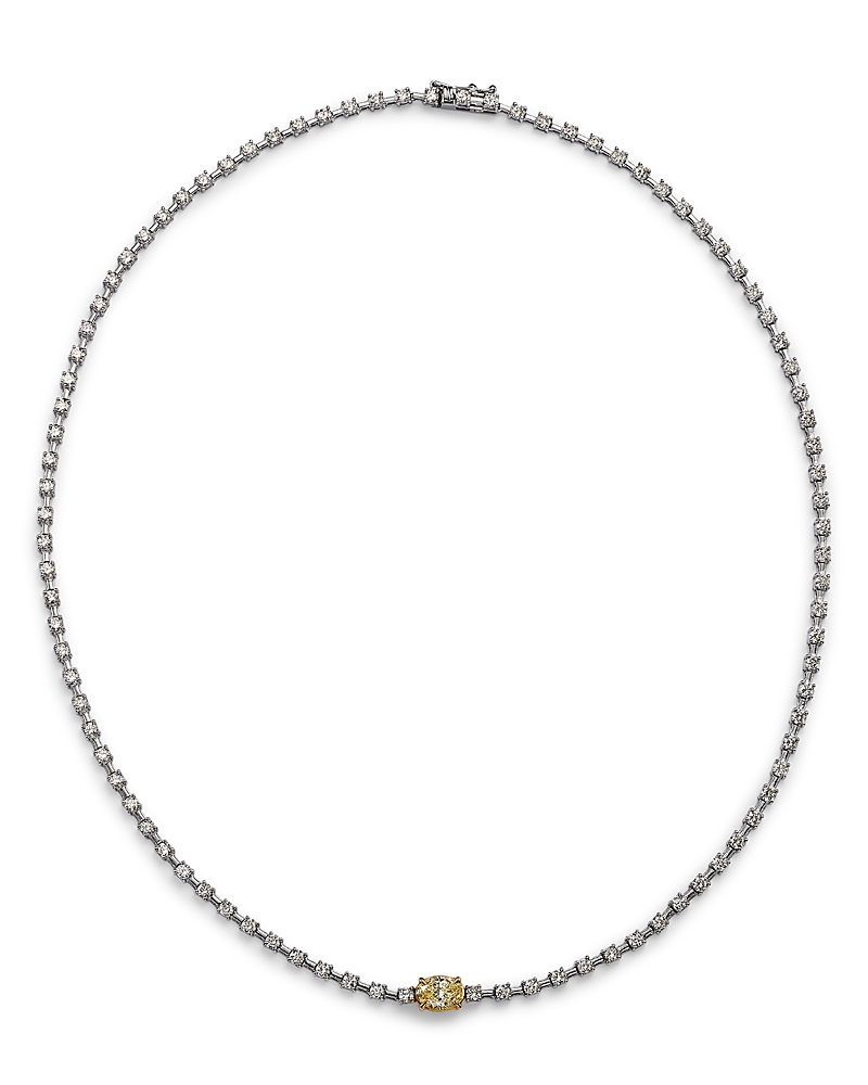 Bloomingdale's Fine Collection Yellow & White Diamond Oval & Round Tennis Necklace In 14k Yellow & White Gold, 5.50 Ct. T. W. In Yellow/white