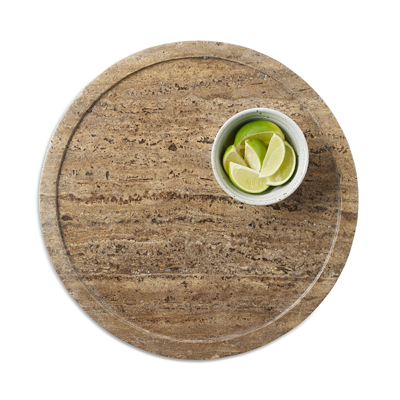 Blue Pheasant Laura Gray Travertine Lazy Susan In Gray
