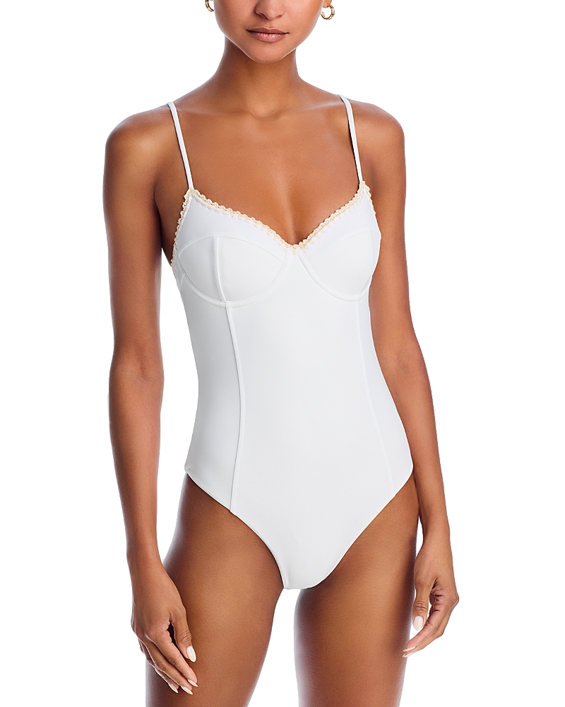 Ramy Brook Addisyn Crochet Trim One Piece Swimsuit
