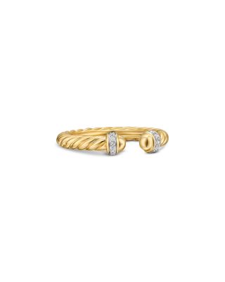 Cable Band Open Ring in 18K Yellow Gold with Diamonds, 2.8mm