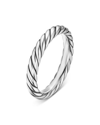 Cable Band Ring in Sterling Silver, 3.4mm