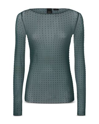 PINKO - Rouen Maglia Studded Boat Neck Top