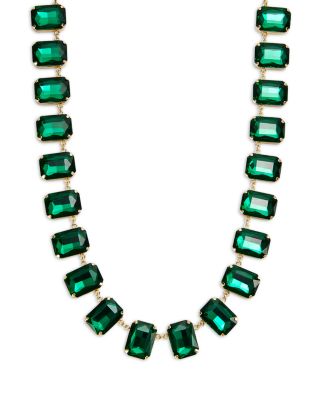 AQUA - Green Stone Statement Necklace in 14K Gold Plated, 16"-18" - Exclusive