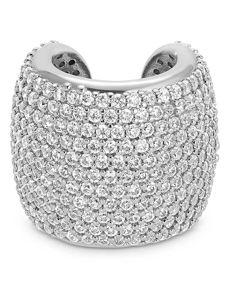 Ettika Plated Crystal Statement Chunky Cuff Earrings In Silver