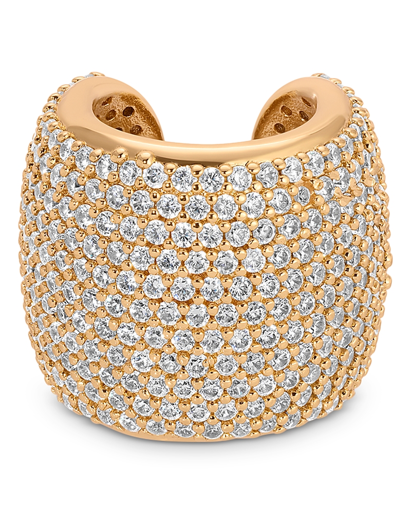 Ettika Plated Crystal Statement Chunky Cuff Earrings In Gold