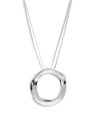 Open Circle Statement Pendant Necklace, 11"-16"