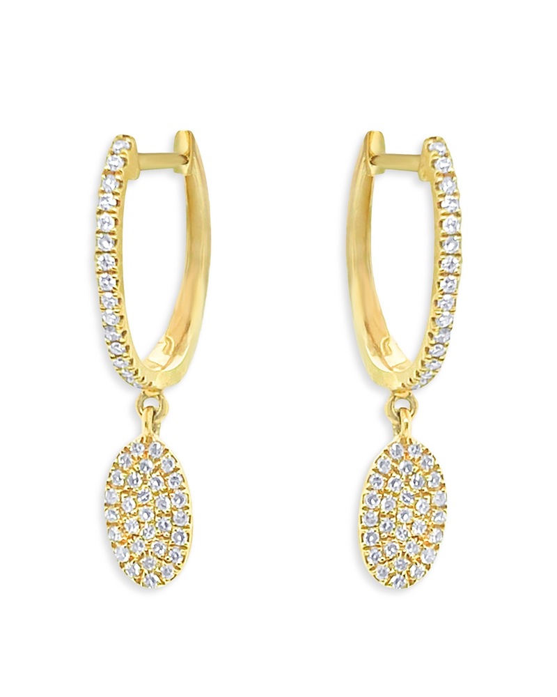 Meira T 14k Yellow Gold Diamond Cluster Dangle Hoop Earrings In Gold