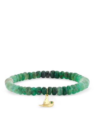 Sydney Evan - 14K Yellow Gold Wicked Emerald Ombr&eacute; Witch Hat Charm Bracelet