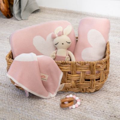 Heart Baby Blanket &amp; Travel Pouch Set