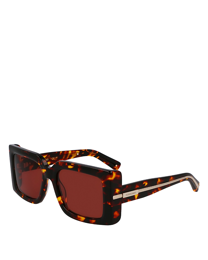 Ferragamo Prisma 55mm Modified Rectangular Sunglasses In Dark Tortoise