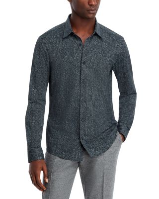 BOSS - Nylon Stretch Herringbone Slim Fit Button Down Shirt