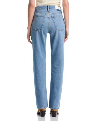 90s Cotton High Rise Loose Wide Leg Jeans in Worn Blue