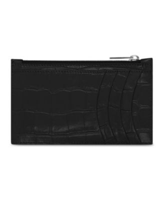  Hourglass Long Coin And Card Holder Crocodile Embossed