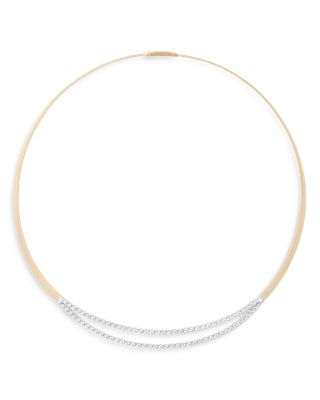 Marco Bicego - 18K Yellow & White Gold Masai Diamond Double Row Bar Collar Necklace, 16.5"